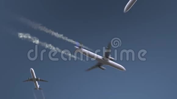 飞行飞机显示柏林字幕前往德国概念介绍动画视频的预览图