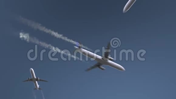 飞行飞机显示利马标题前往秘鲁概念介绍动画视频的预览图