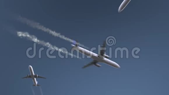 飞行飞机显示达拉斯的标题美国概念介绍动画之旅视频的预览图