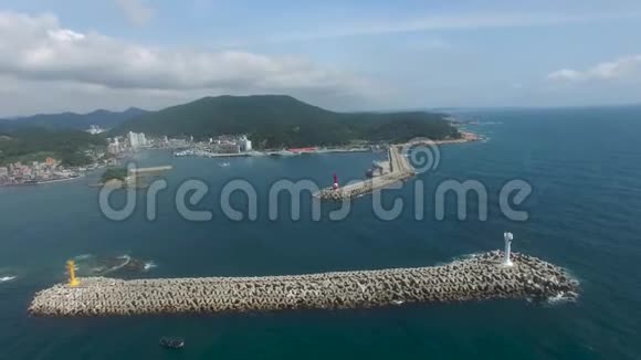 大拜港航空景观郑湾吉港釜山韩国亚洲视频的预览图
