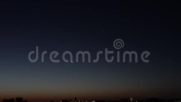 从左土星月亮金星木星和天蝎座在黎明视频的预览图