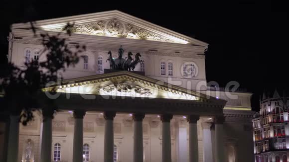 莫斯科Bolshoi剧院美丽的复古立面建于1776年4K视频的预览图