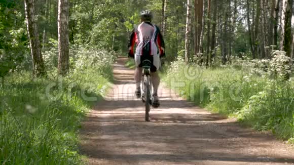 一个人正在森林小径上骑自行车他过着健康的生活方式视频的预览图