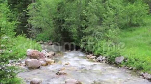 在齐勒塔尔河谷流经奥地利阿尔卑斯山的鲁姆巴奇河视频的预览图