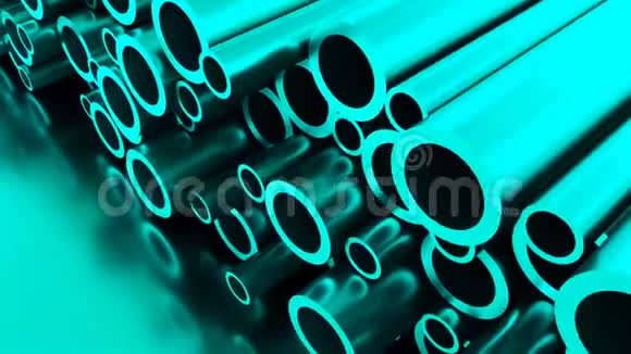 滚圆金属工业发光管背景金属物体三维渲染异形管视频的预览图