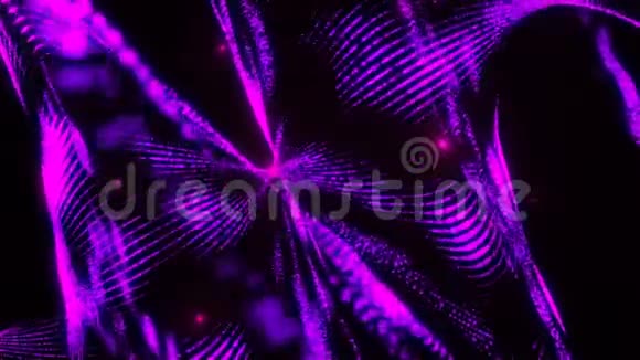 发光和粒子美丽的波浪表面螺旋效应三维背景计算机渲染抽象视频的预览图