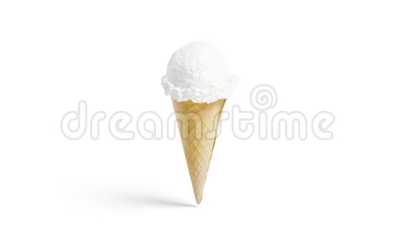 空白白色冰淇淋锥模型隔离循环旋转视频的预览图