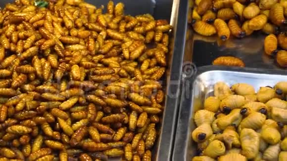 泰国普吉岛街头市场出售油炸昆虫视频的预览图