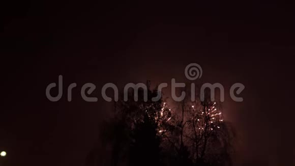 除夕夜的烟火在城市上空视频的预览图