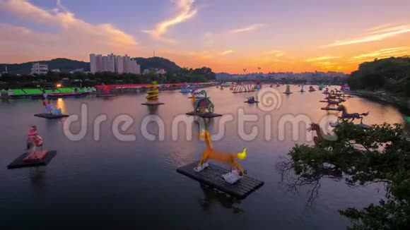 韩国金菊灯节航拍视频视频的预览图