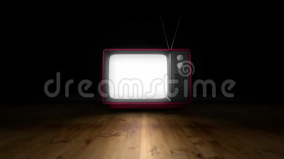 在黑暗的房间里放大旧电视的动画视频的预览图