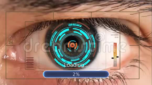 人眼扫描技术界面动画未来数字接口视频的预览图