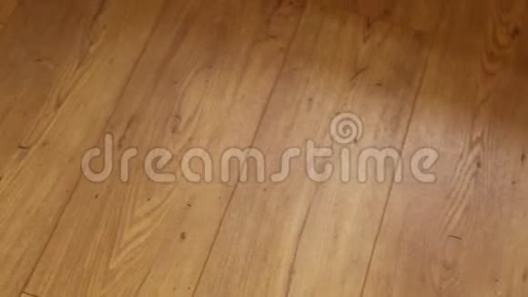 摄像机沿着地板移动覆盖着一层棕色木制纹理的叠层镶木视频的预览图