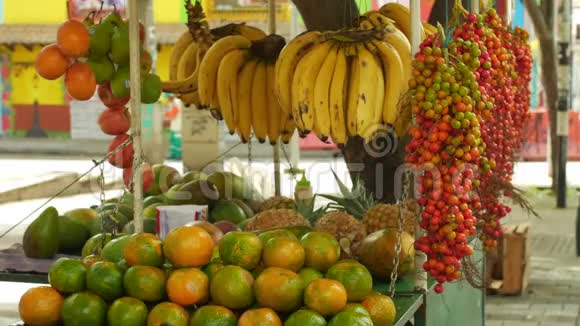 哥伦比亚麦德林街头的水果摊视频的预览图