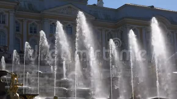 从喷泉中溅出宫殿的景色视频的预览图