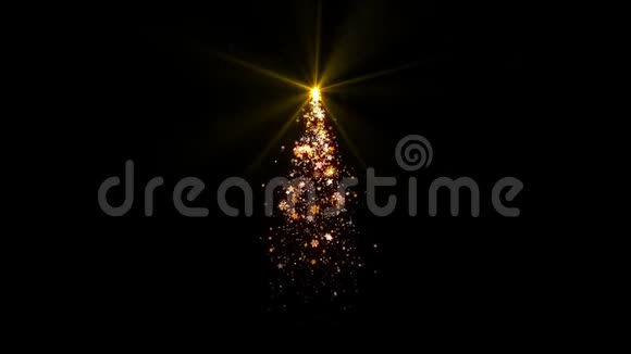 圣诞树上有雪花星和雪带有装饰或覆盖的阿尔法环视频的预览图