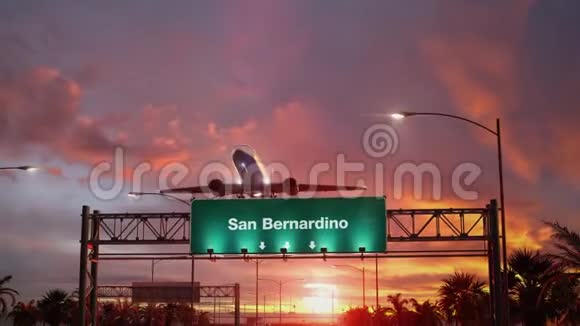 在美妙的日出中起飞圣贝纳迪诺视频的预览图