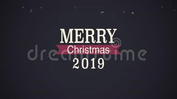 动画特写圣诞快乐文字和数字2019在黑色背景视频的预览图