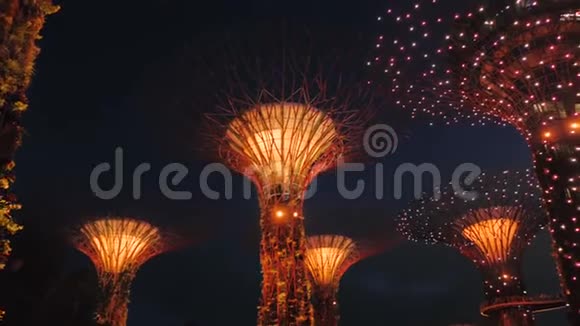 海湾花园之夜旅游名秀全景新加坡4k视频的预览图