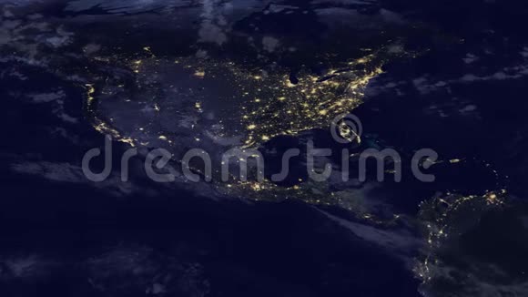 夜晚的美国从太空看动画视频的预览图