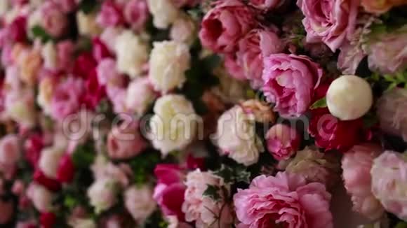 白色和粉色玫瑰墙视频的预览图