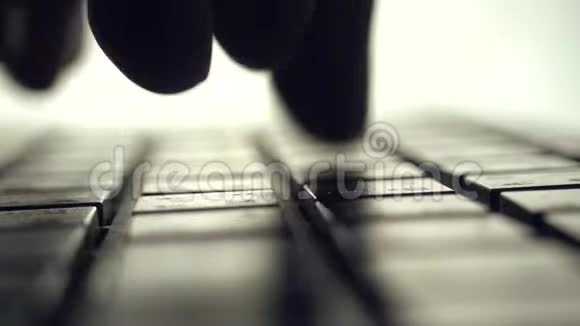 人在电脑键盘上打字背光景深较浅特写视频的预览图