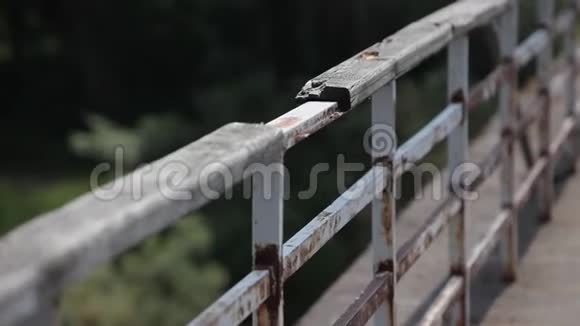 旧桥夏日生锈的栏杆视频的预览图