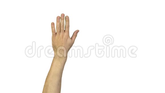男性左手拇指在白色背景上视频的预览图