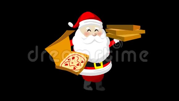 有披萨盒的圣诞老人视频的预览图