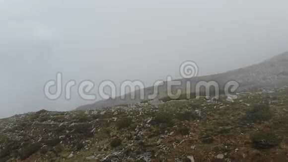 无人机在大雾天气飞上天空喀尔巴阡山脉视频的预览图