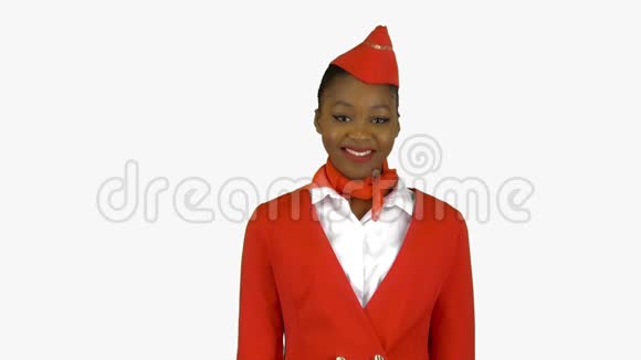 非裔美国空姐眨眨眼睛轻轻地调情送一个空气吻阿尔法通道视频的预览图
