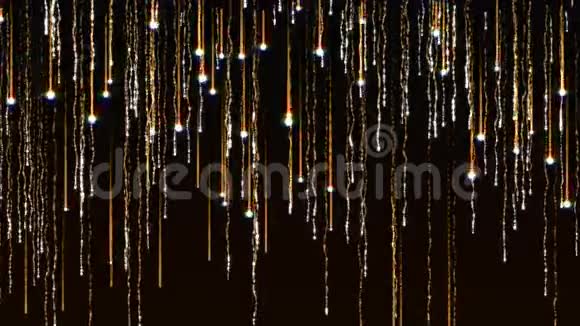 黄金粒子魅力雨抽象背景带闪闪火花灯光视频的预览图