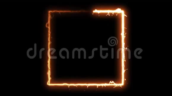 计算机在黑色背景上产生火广场抽象火圈三维渲染视频的预览图