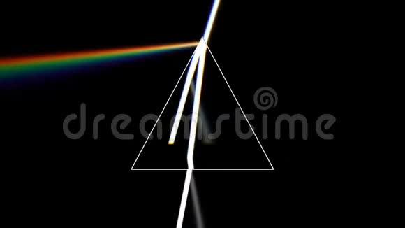 棱镜将一束光线分成光谱的七种颜色光源旋转给人美丽的彩虹视频的预览图