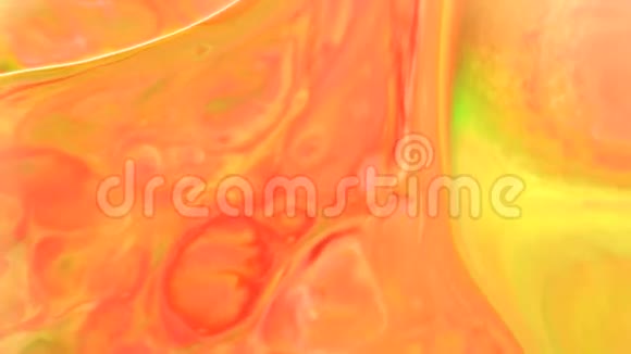 橙色的黄绿色的油流抽象的食物颜色墨水移动或流动的背景3视频的预览图