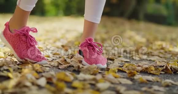 女人在跑步前伸展双腿视频的预览图