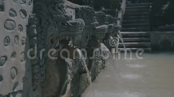 从巴厘岛温泉的龙雕流出的水视频的预览图