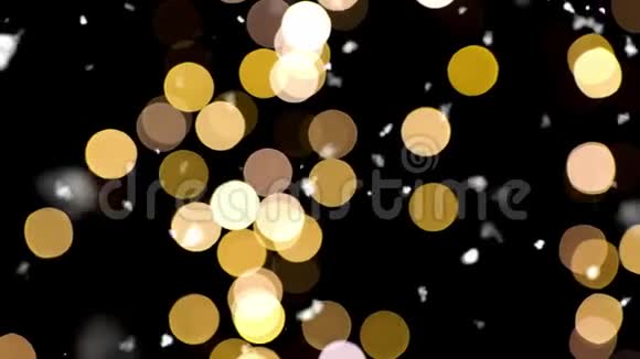 闪闪发光的金色圣诞灯和雪视频的预览图