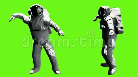 宇航员跳嘻哈舞绿色屏幕上可循环动画4k视频的预览图