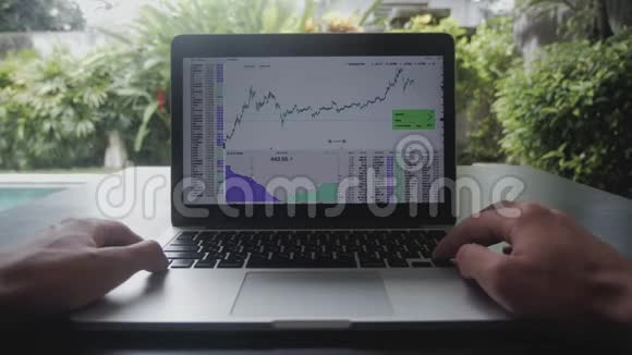 金融家商人的第一人称肖像作品在金融市场上的计算机POV视频的预览图