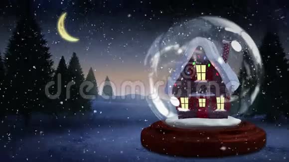 可爱的圣诞动画照明小屋视频的预览图