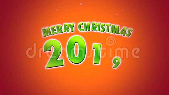动画特写圣诞快乐文字和数字2019在橙色背景视频的预览图