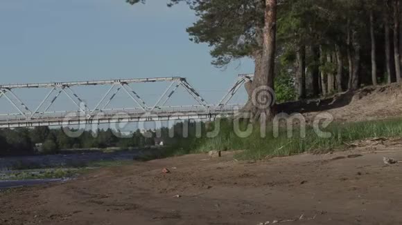 夏天河上的铁桥视频的预览图