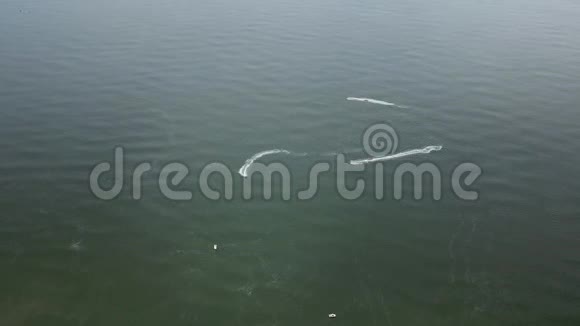海上喷气滑雪的空中景观视频的预览图