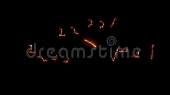 万圣节快乐问候文字与粒子和火花隔离黑色背景视频的预览图