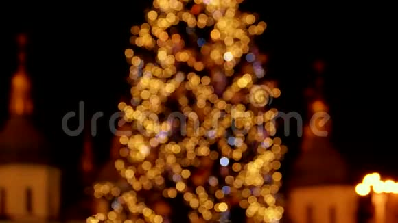 发光的灯光变成了圣诞树的整体画面视频的预览图
