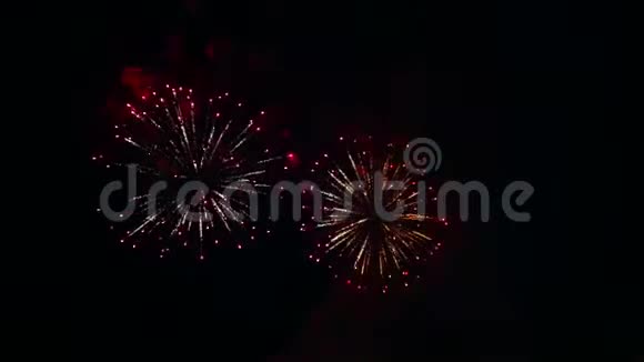 在夜空中彩色的火焰闪烁着节日的烟花视频的预览图