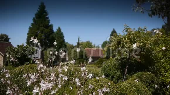 法国诺曼底有房子植物和鲜花的花园视频的预览图