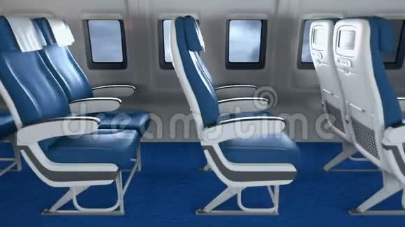 现代飞机内部空座椅现代飞机的内部乘客在座位上视频的预览图