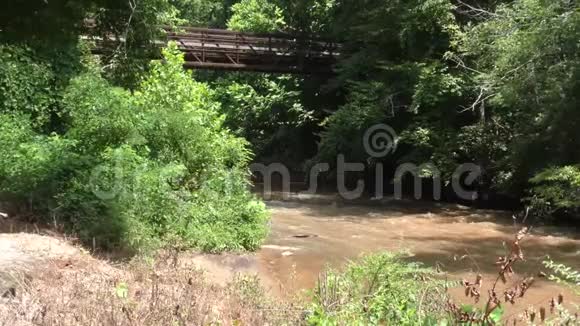 佐治亚州大溪放大大溪再放大悬在小溪上的桥视频的预览图
